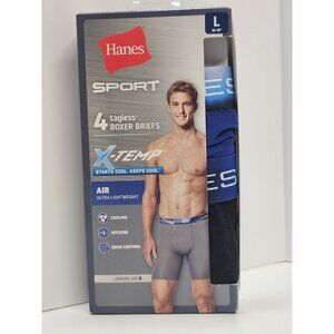 Hanes Mens Boxer Brief  Long Leg Sport X-Temp Air Tagless FreshIQ 4-Pack L 36-38